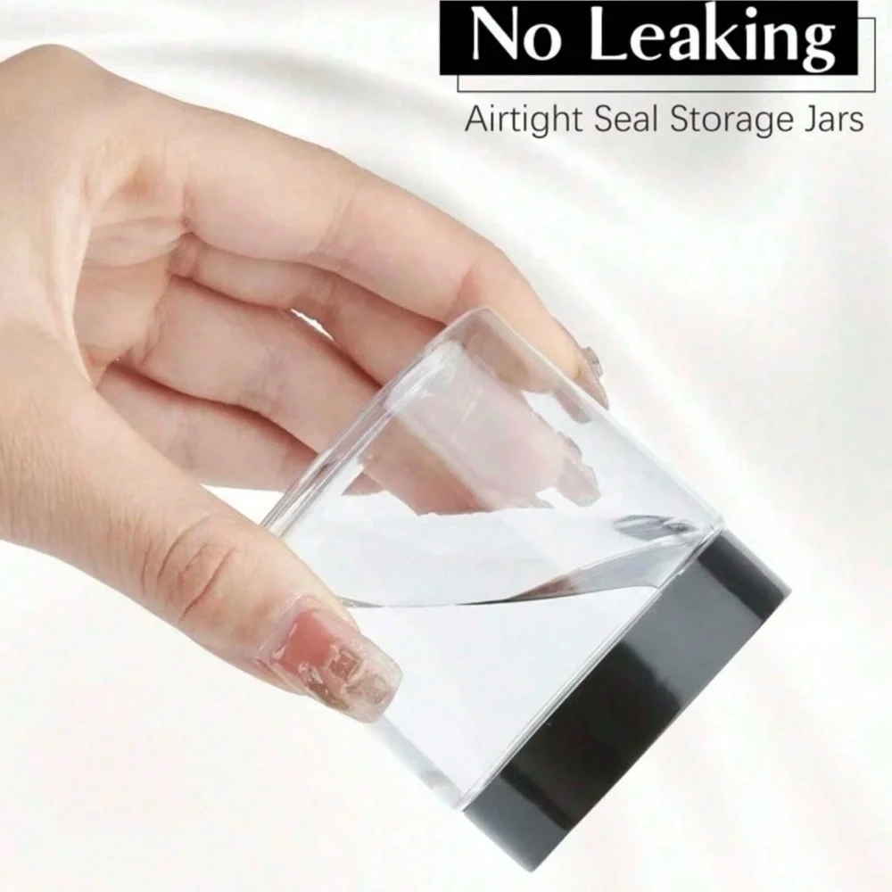 12 Pieces Black and Clear Storage Small Jars Set